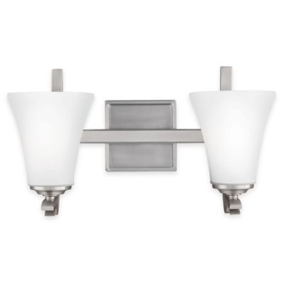 Feiss Summerdale 2-Light Bath Vanity in Satin Nickel with CFL Bulb - Bed Bath & Beyond